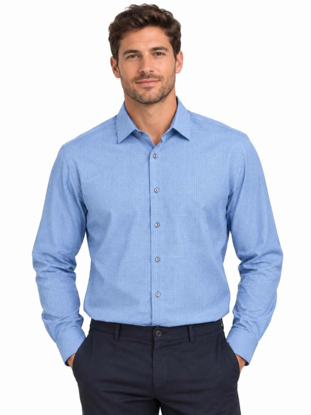 Calvin Klein Men's Dress Shirt Regular Fit Size 17 34/35 Long Sleeve Button up